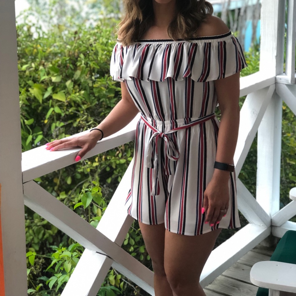 Red, blue, & white romper